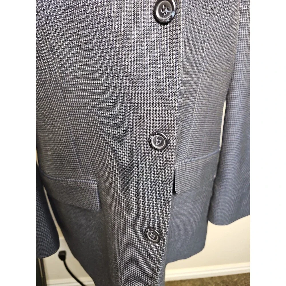 VTG Prince of Wales Check Jacket M MT Gray Polyester Wool Blazer Sport Coat 42L